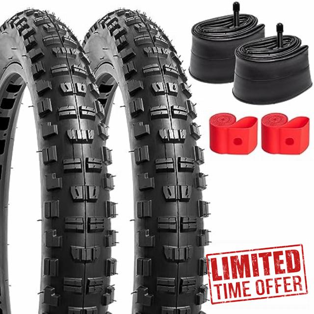 2 Sets 20" Bike Tires 20 x 3.0(and Tubes Compatible with 20x3.0 Bike Tires and Tubes