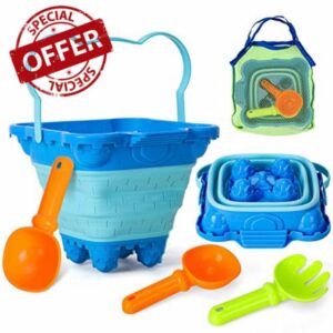 TOY Life Kids Beach Toys Toddler Sand Toys Sandbox Toys with Beach Foldable Bucket