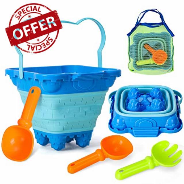 TOY Life Kids Beach Toys Toddler Sand Toys Sandbox Toys with Beach Foldable Bucket