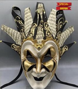 Mask joker in gold and black f Luxury Venetian mask in gold and black