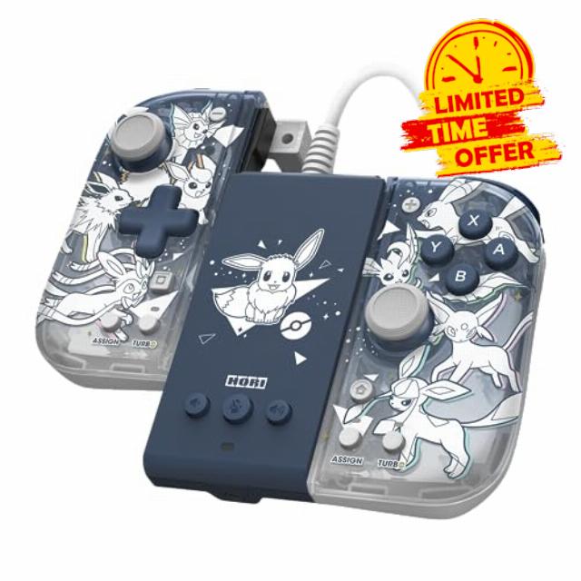 HORI Nintendo Switch Split Pad Compact Attachment Set (Eevee Evolutions) - Ergonomic Controller for Handheld Mode & Wired Controller - Officially Licensed by Nintendo & Pokémon