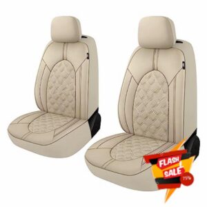CAROMOP Luxury Leather Car Seat Covers Front Set - Anti-Stain and Waterproof Protectors for Automotive - Universal Cars Interior Seat Cover for Sedans