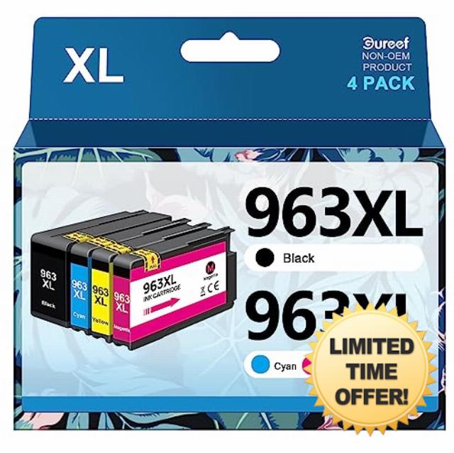 963XL Remanufactured Ink Cartridges Multipack Replacement for HP 963 963 XL for HP Officejet Pro 9010 Ink Cartridges for OfficeJet Pro 9020 9012 9013 9014 9018 9019 9022 (Black Cyan Magenta Yellow)