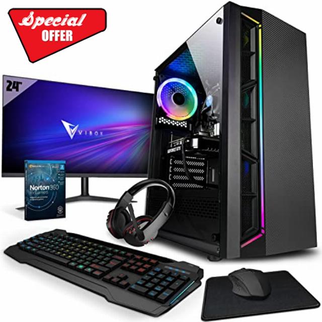 Vibox V-136 Gaming PC - 24" Monitor Bundle - AMD Ryzen 5 4500 Processor - Nvidia RTX 4060 8GB Graphics Card - 16GB RAM - 1TB SSD - Windows 11 - WiFi