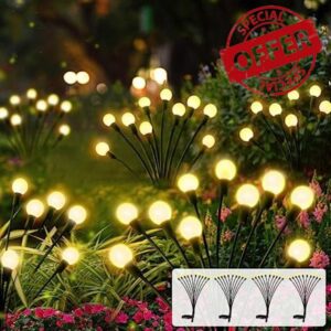 Solar Outdoor Lights 10 Led Super Bright Solar Powered Firefly Lights Ip68 Waterproof Solar Firefly Lights Outdoor 4 Pack Warm White 2 Lighting Modes Swaying Solar Garden Fairy Lights