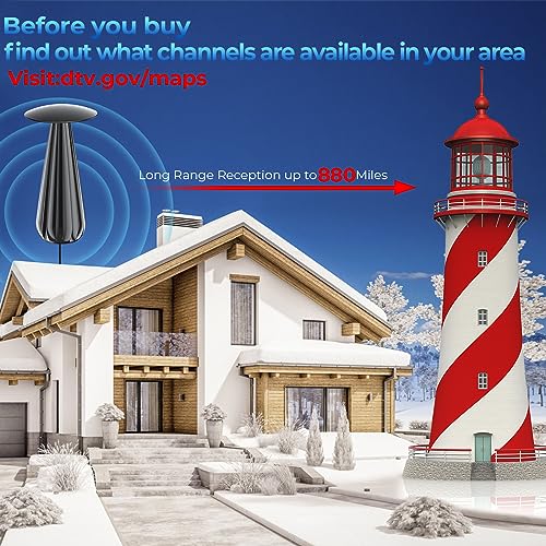 Indoor Outdoor TV Antenna Support 4K 8K 1080p Fire Stick TVs-Digital Antenna for Smart TV Receive All Local Channels-30ft Coaxial Cable