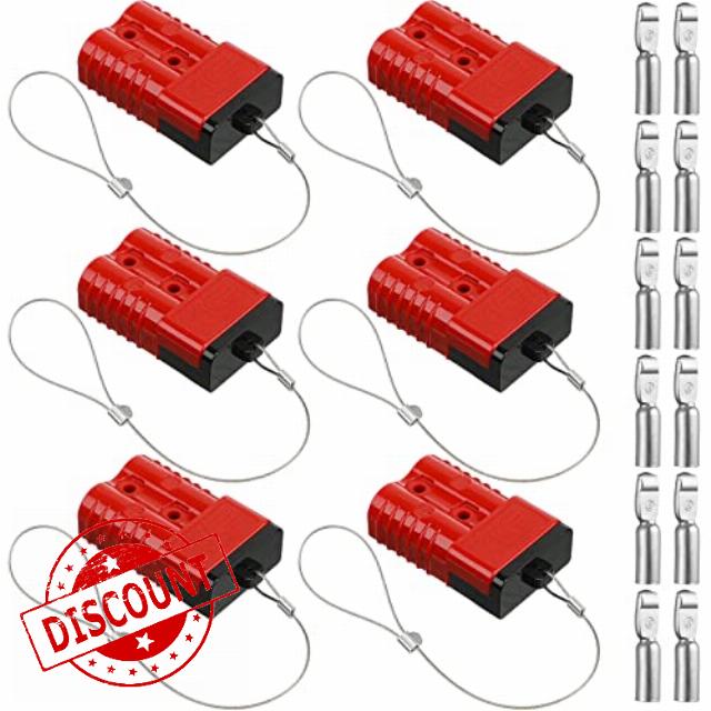 Kanayu 6 Pack 175A Battery Quick Disconnect Connectors Quick 2-4 Gauge Connect Jumper Cables Recovery Kit for Car Lifts Motors ATV Motors Trailer Towing