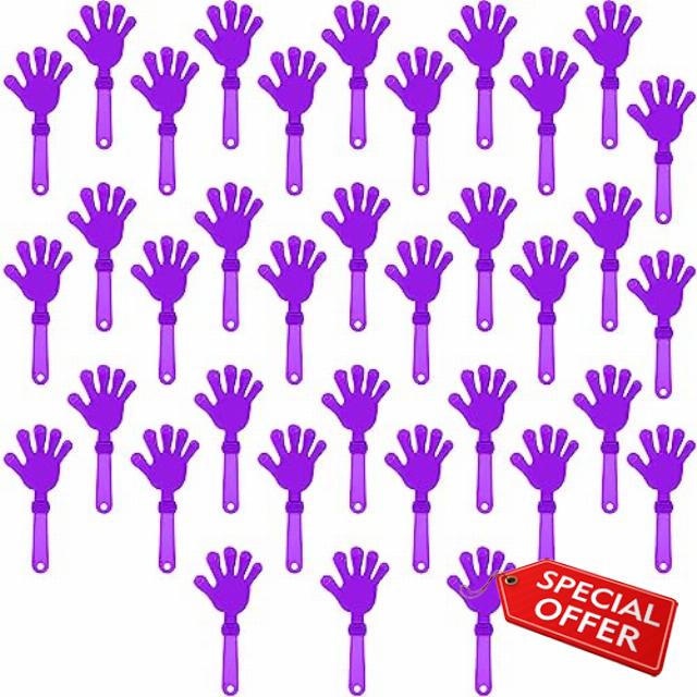 ZCYSRLQIN 36 Pcs Lilac Purple Hand Clappers 7.5 Inch Clappers Noisemakers Noise Makers Party Favors Plastic Party Clapper Sporting Events Cheers Dance Basketball Football Noisemakers (Lilac Purple)