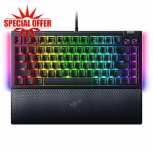 Razer BlackWidow V4 75% Mechanical Gaming Keyboard: Hot-Swappable Design - Compact & Durable - Orange Tactile Switches - Chroma RGB - MF Roller & Media Keys - Comfortable Wrist Rest - Black