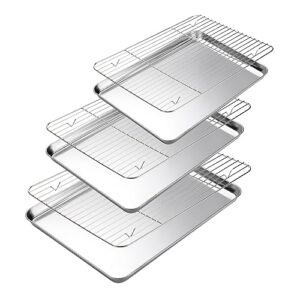 3 Premium Stainless Steel Cookie Sheet and 3 Wire Rack