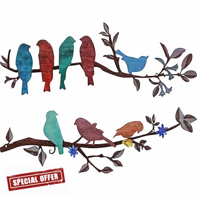 Evjocoh 3 Packs Metal Birds Wall Art Decor