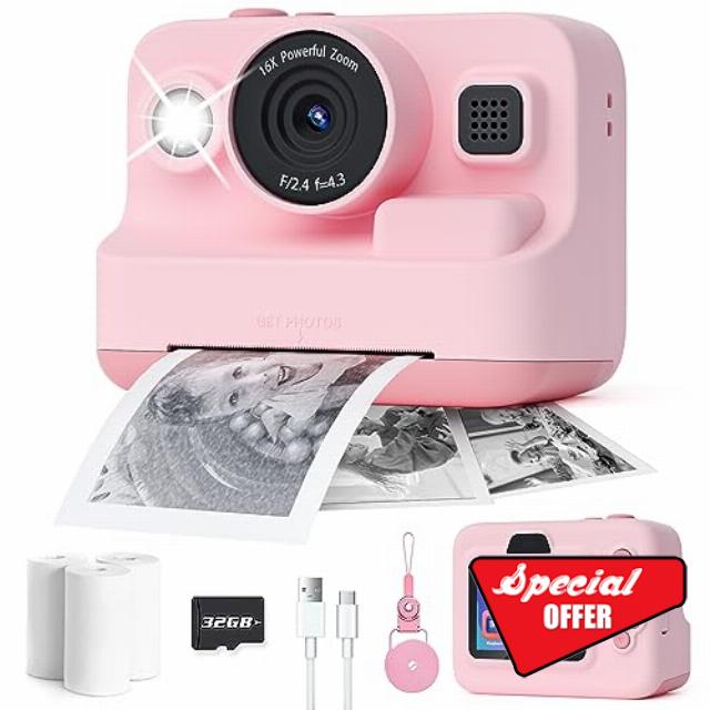 Dylanto Instant Print Camera for Kids (Pink)