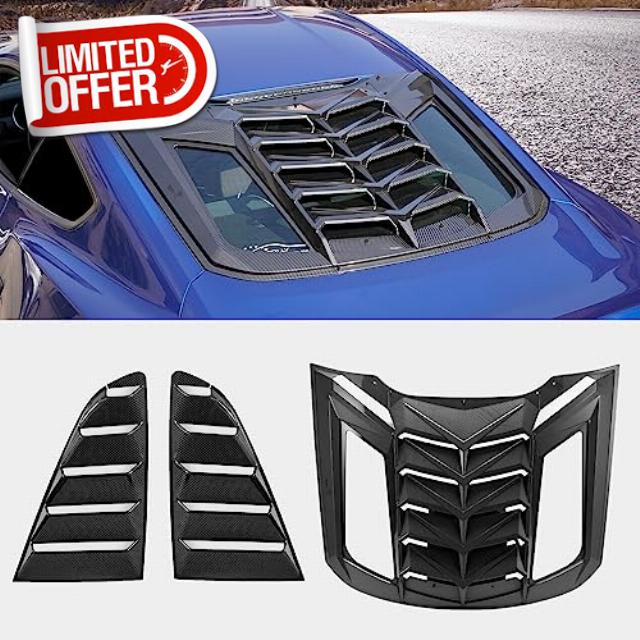 HAKA TOUGH Rear+Side Window Louvers for Ford Mustang 2015 2016 2017 2018 2019 2020 2021 Windshield Sun Shade Cover