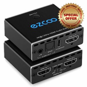 HDMI2.1 Audio Extractor 4K@120Hz D-o-l-b-y Atmos ARC CEC VRR ALLM EDID HDCP2.3 Fit Various Video- SPDIF 5.1CH Optical Toslink