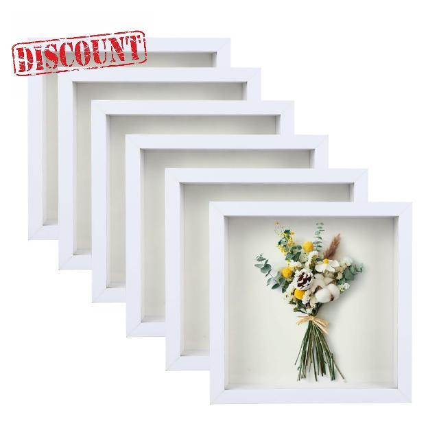 6 Pack Shadow Box Frame Display Cases: Square Picture Display Cases for Wedding Bouquets Photos Medals Wall Tabletop Tickets Awards Insects