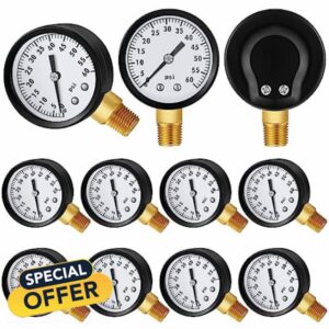 Huwena 10 Pcs Pool Spa Filter Water Pressure Gauge 0-60 Psi Pressure Gauge
