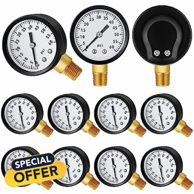 Huwena 10 Pcs Pool Spa Filter Water Pressure Gauge 0-60 Psi Pressure Gauge