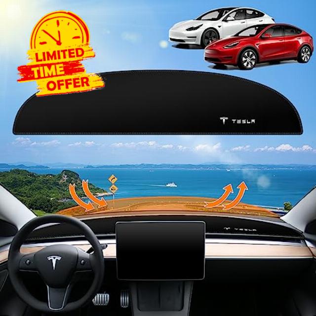 XINTUO Dashboard Cover for Tesla Model Y Model 3 Accessories Fluffy Dash Cover for Model Y 2020-2023 Model 3 2017-2023
