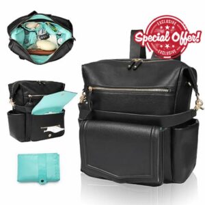 MOMINSIDE Diaper Bag Tote Leather Diaper Bag Backpack with 14 Pockets for Mom Dad