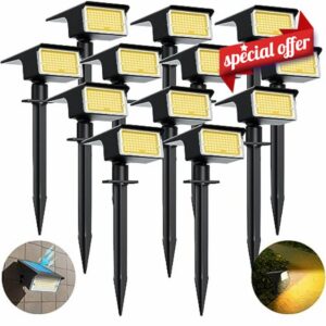 12 Packs Solar Spot Lights Outdoor Warm White