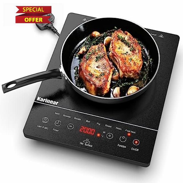 Karinear Portable Ceramic Hob for ALL Cookware
