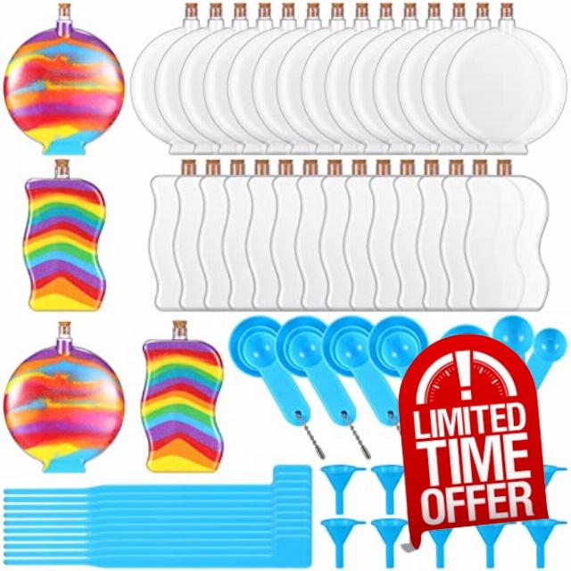 Tanlade 90 Pcs Sand Art Bottles Craft Kit 30 Plastic Sand Art Bottles