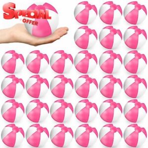 Whaline 50 Pieces 5 Inch Pink and White Inflatable Beach Ball Round Pool PVC Balls Cute Game Toys for Summer Hawaiian Tropical Theme Beach Party Decorations Water Sand Game Accessory