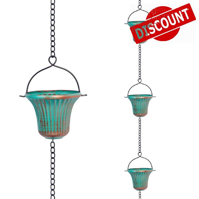giole 11ft Copper Rain Chains for Outside