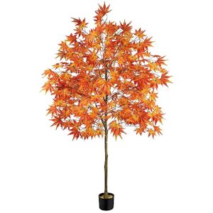 AILANDA 6.56FT Autumn Maple Artificial Tree Tall Fake Potted Fall Tree with Planter Large Faux Tree Indoor for Farmhouse Home Wedding Floor Living Room Porch Doorway Decor