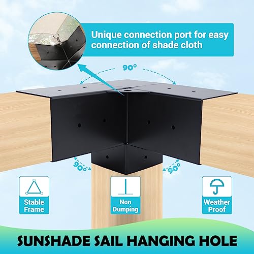3-Way Right Angle Corner Bracket with Pergola Post Base