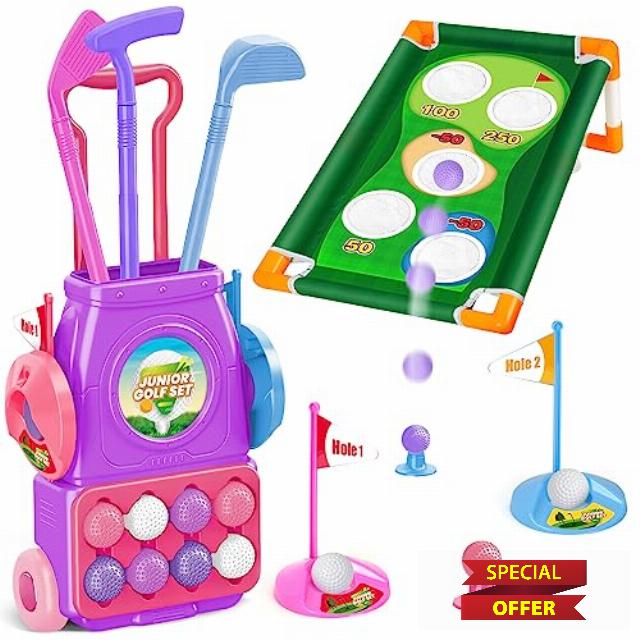 TOY Life Kids Golf Clubs Set with Golf Toss Game for Kids