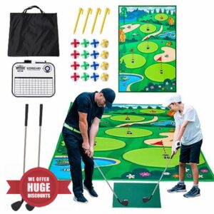 2 in 1 Chipping Golf Hitting Game Mat Golf Training Mat Indoor Outdoor Games for Kids Adults and Family