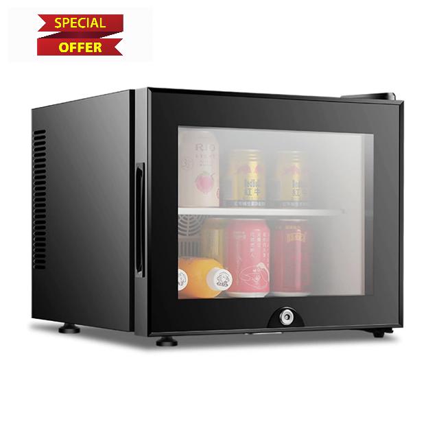 WaTsKY Mini Fridge Glass Door Soda Beer Wine Stainless Steel Low Noise Energy Saving Glass Door With Lock Fridge