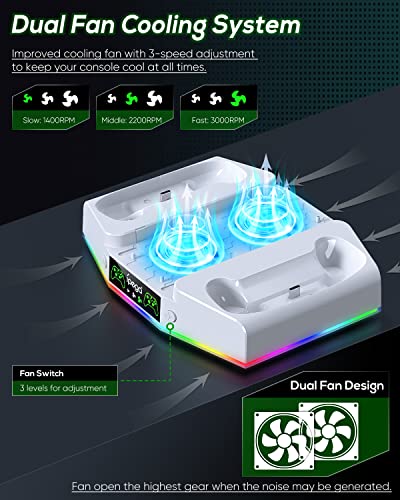 Dual Charger of Controllers and Cooler Fan for XSS Console Accessories with 2*1400mAH Rechargeable Battery Pack