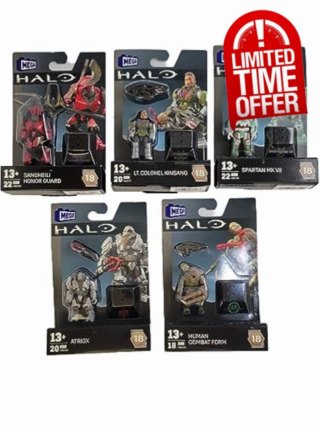 Mega Construx Halo Heroes Series 18 Complete Set of 5 Buildable Action Figures from DKW59-963H Release