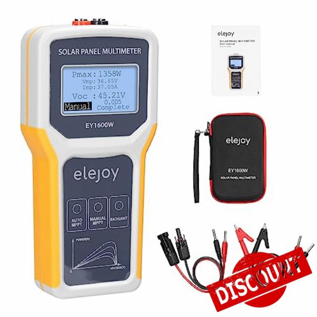 VISLONE 1600W Photovoltaic Panel Multimeter Solar Panel MPPT Tester Open Circuit Voltage Test Device Maximum Power Point Voltage Current Power Test Meter LCD Display with Backlight