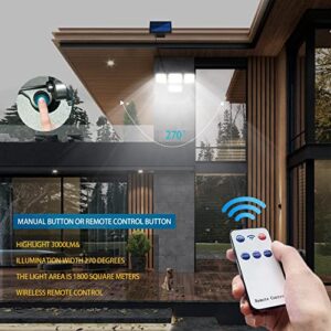 296 LED 4 Head Separate Solar Panel IP65 Waterproof Security Flood Lights with Remote Control