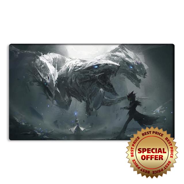 New Mlikemat Playmat Blue-Eyes Ultimate Dragon TCG CCG Trading Card Game Mat No Zones + Free Bag (ZD014-649-K-No Zones)