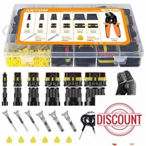 ANTOM 709PCS Water Proof Wire Connectors 43 Kits-1/2/3/4/5/6 Pin Automotive Electrical Connectors-with Ratcheting Wire Crimper-Waterproof Connectors for Wiring.&hellip;