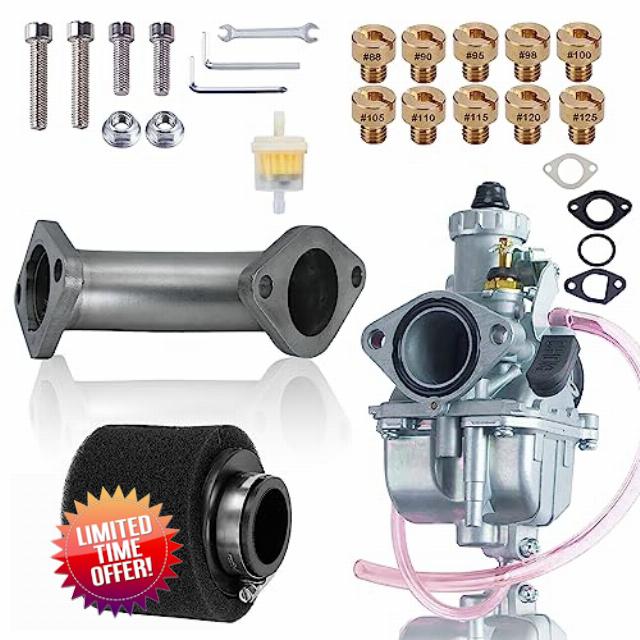 JMCHstore VM22 Carburator w/Curved Manifold Racing Performance Slide intake pipe Carb Kit For Predator 212cc GX200 Coleman CT200U BT200X Mini bike196 Clones Engine