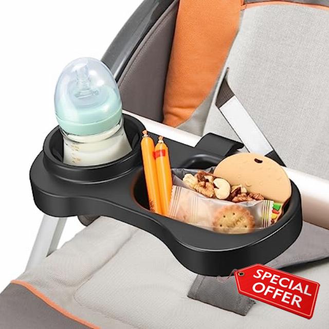 2 in 1 Universal Stroller Snack Tray with Cup Holder