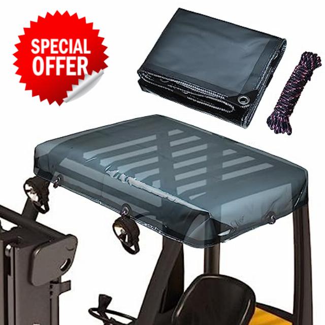 Amerbro Universal Tinted Clear Forklift Cover - UV Protection Forklift Rain Cover - Rain Canopy Cover for Forklift - Heavy Duty Waterproof Vinyl Materials - 33 x 45in