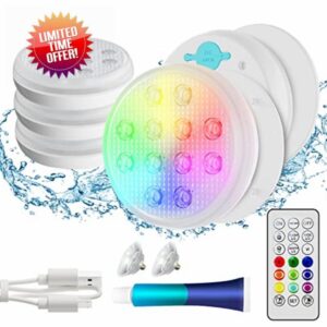 QOLNBY Rechargeable Pool Lights Submersible LED Lights with Remote