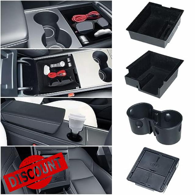 Vilasnow 4PCS Center Console Organizer Tray Fit for Latest 2023 2022 2021 Tesla Model 3/Y