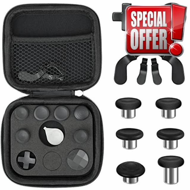 Controller Paddles Thumbstick Accessories Replacement - for Xbox One Elite Controller Series 2 Core Joystick Kit Parts Back Paddle Thumb Sticks Buttons Component Pack Accessory 16 in 1 (16pcs Black)