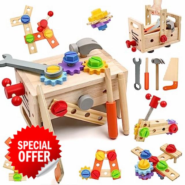 Montessori Wooden Toy Tool Box Toy from 3 Years