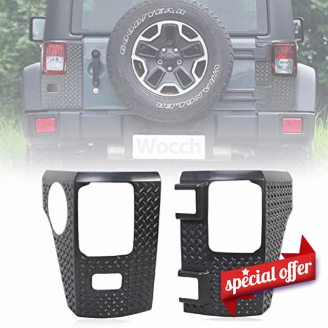 Wocch JK Rear Corner Guards Body Armor Kit Tail Light Trim Covers Compatible with 2007-2018 Jeep Wrangler JK JKU Rear Quarter Panel Black Diamond Armour