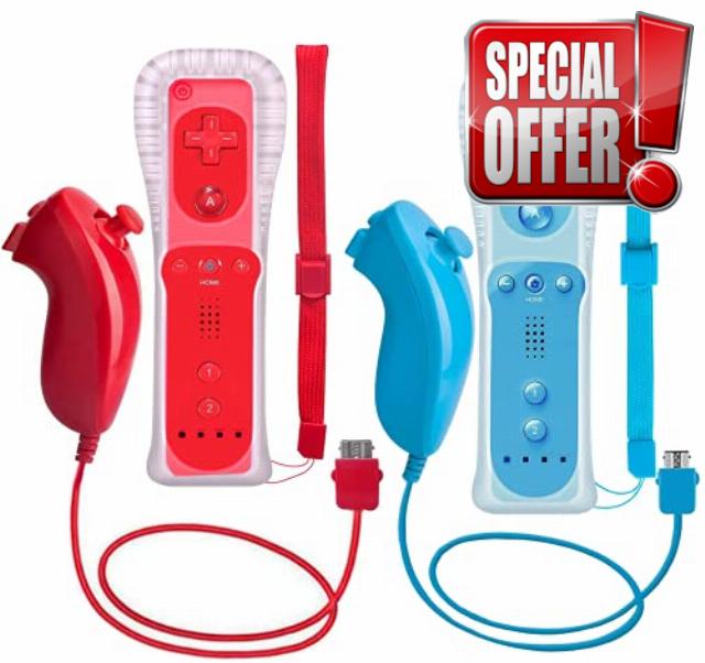PGYFDAL 2 Packs Remote Controller and Nunchuck for Wii/Wii U Console