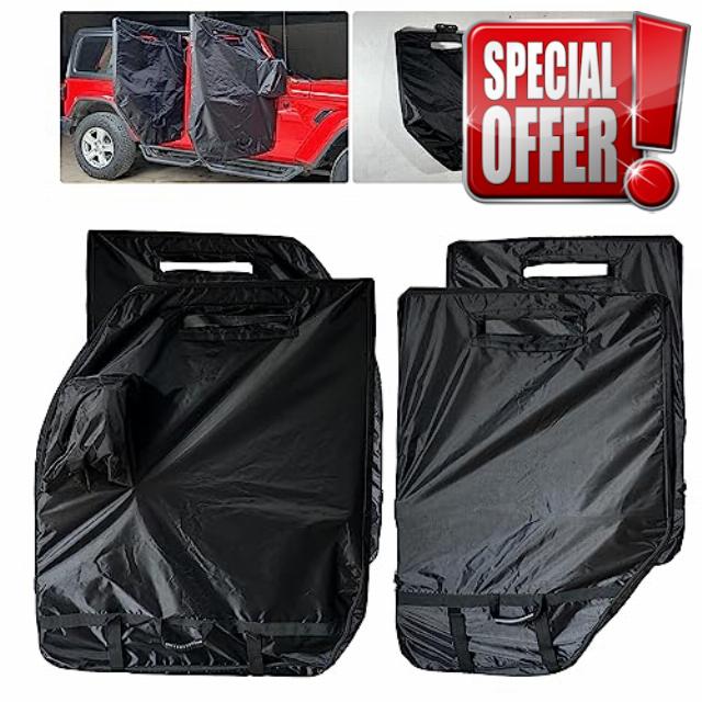 SUNPIE 4PCS Door Storage Bags Hanger Design Compatible with 1976-2023 Wrangler JK JL JKU JLU YJ TJ Gladiator Door Cover