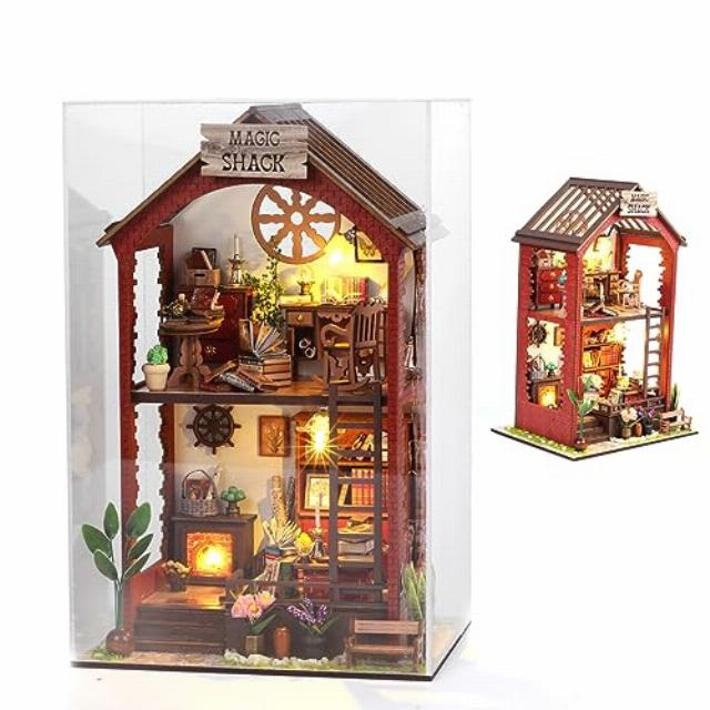 Plustopoy Dollhouse Miniature DIY House Kit with Dust Cover